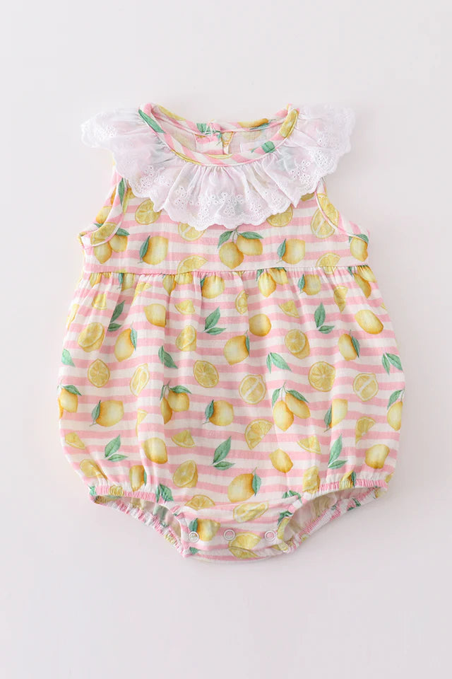 Citrus Sweetheart Ruffle Romper