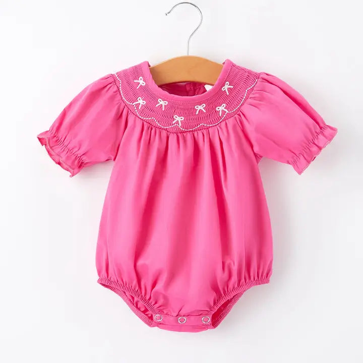 Pink Bow Smocking Bubble