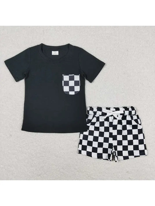 Black & White Checkered Short Set
