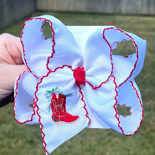 Christmas Cowgirl Boot Hair Bow (B7)