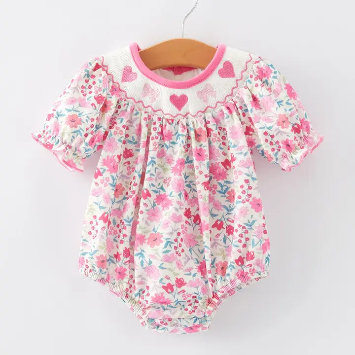 Heartstrings Smocked Girl Romper