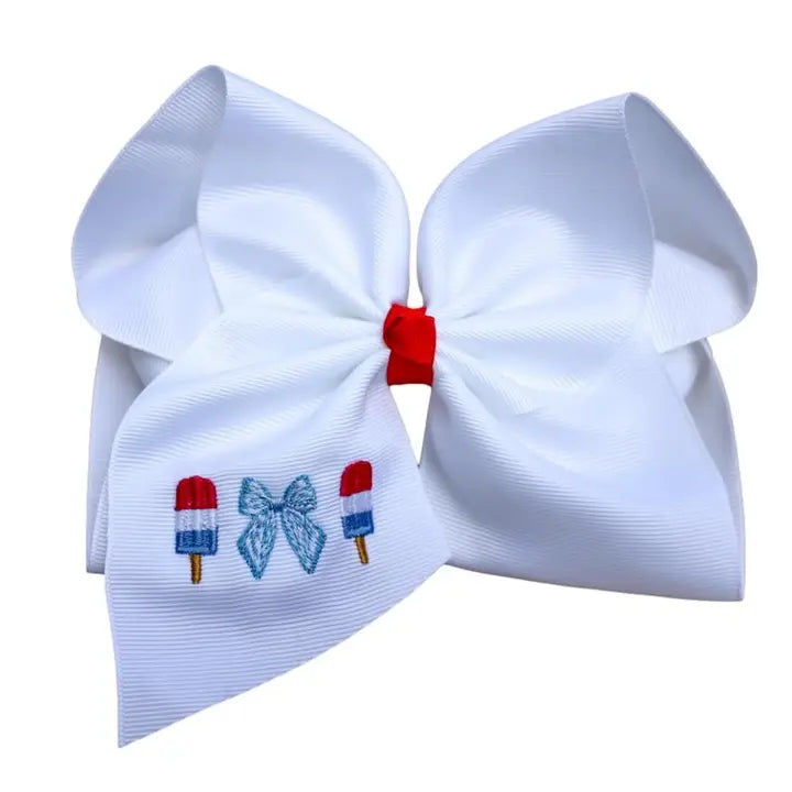 Bows and Popsicles Embroidered Bow