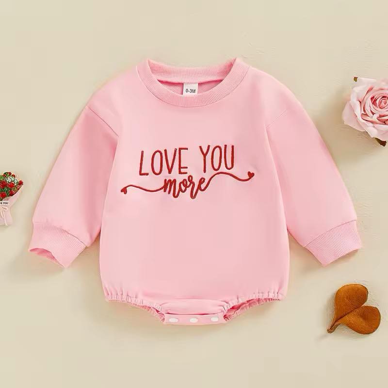 Love You More Pink Romper