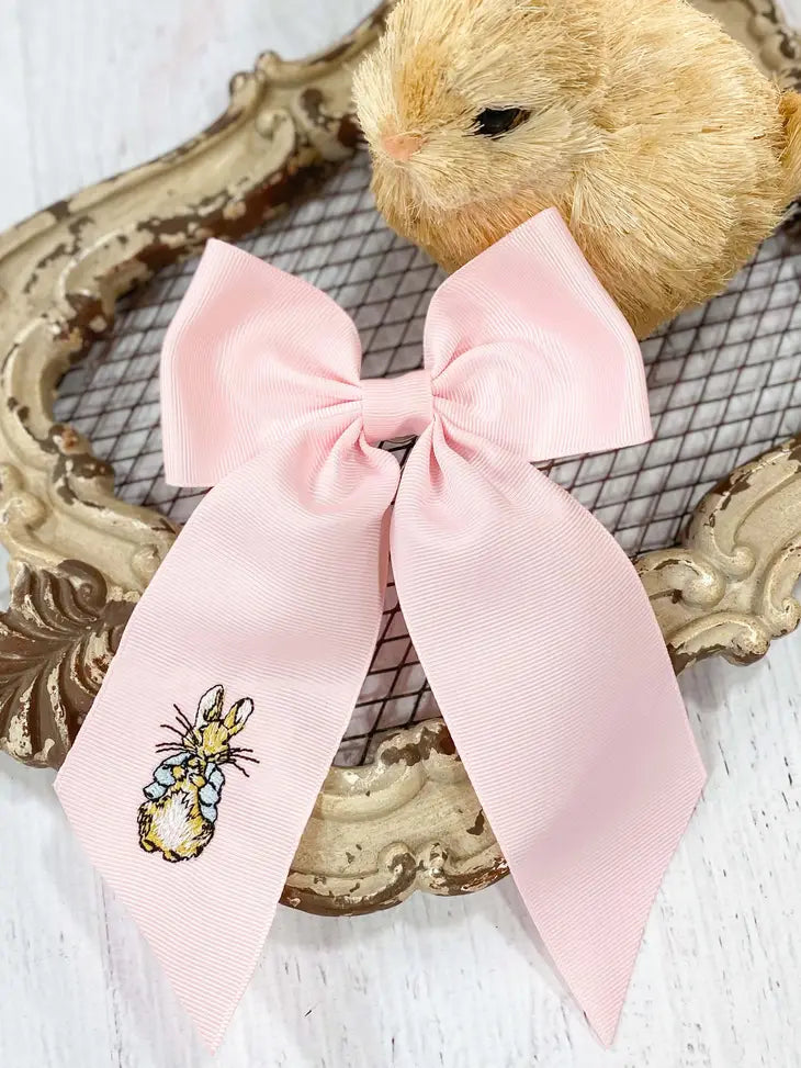 Cottontail Embroidered Hair Bow