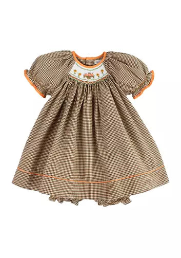 Pumpkin Picture Smocked Petit Ami Dress w/bloomers