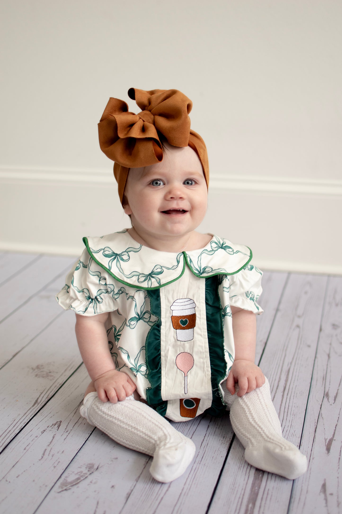 Coffee Smocked Romper