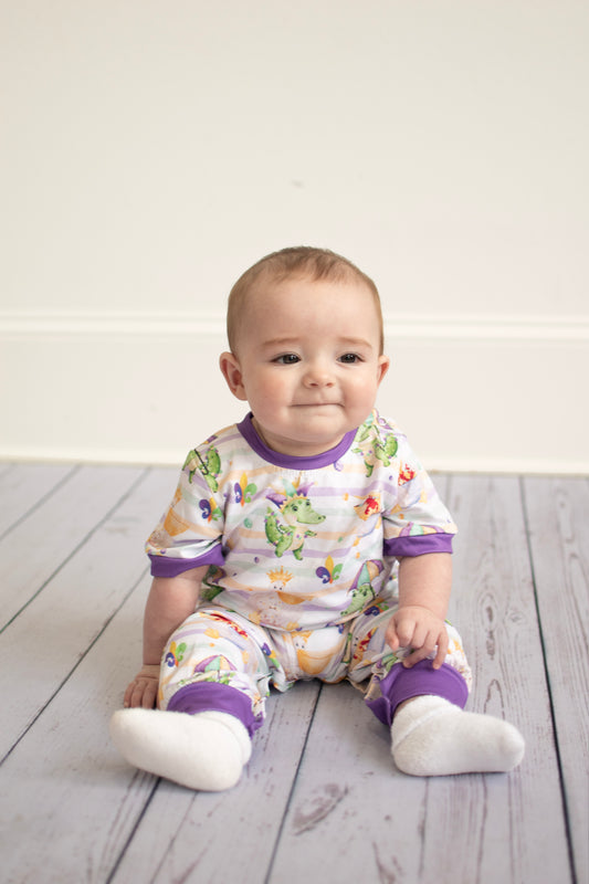 Prince of Mardi Gras Boy Romper