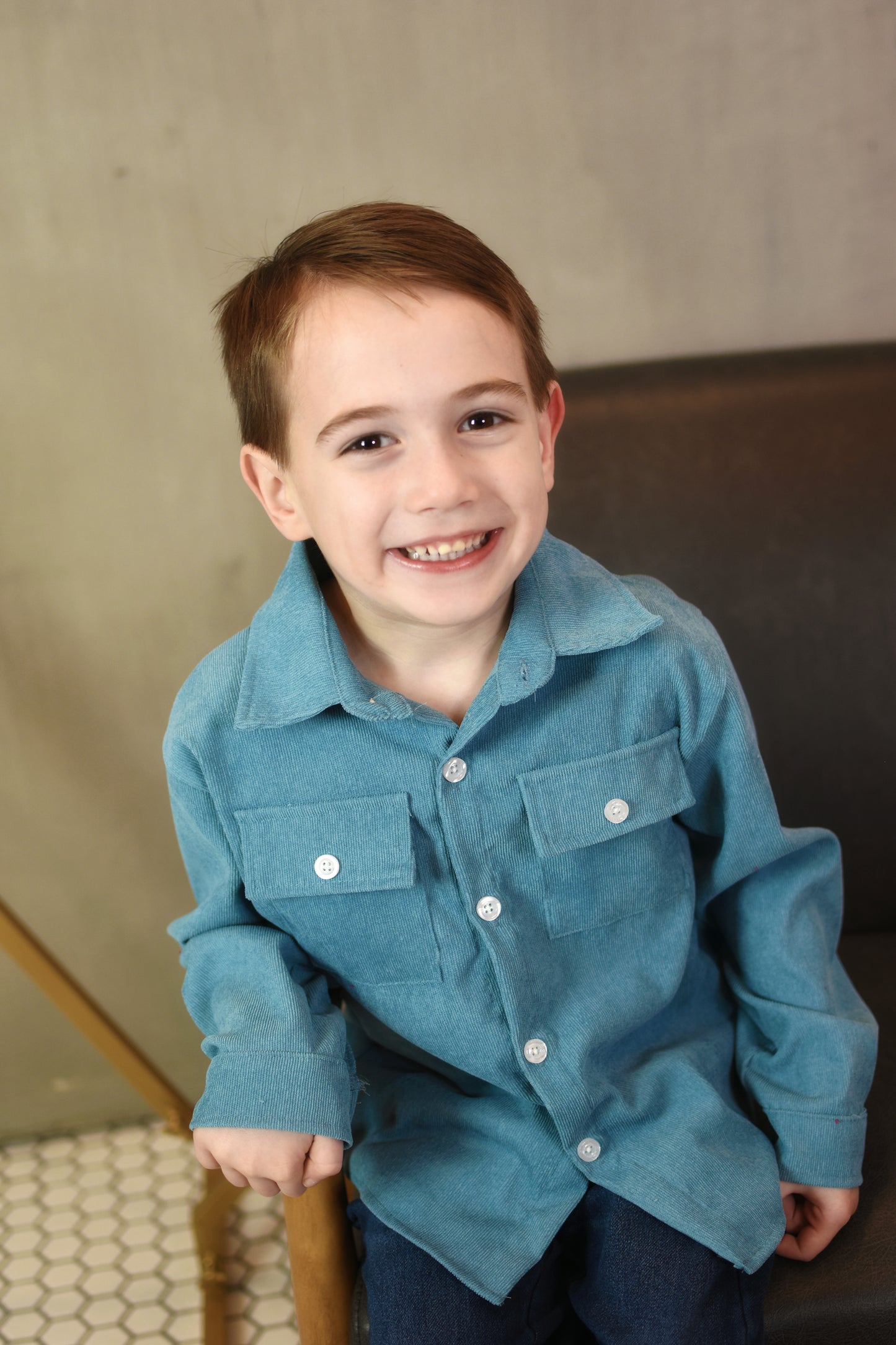 Blue Corduroy Button Down Shirt