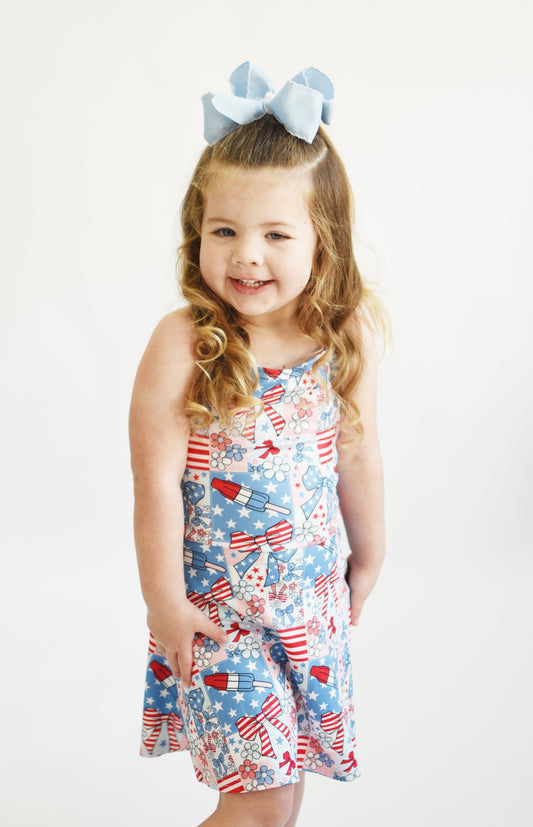 Patriotic Patchwork Athletic Girls Dress