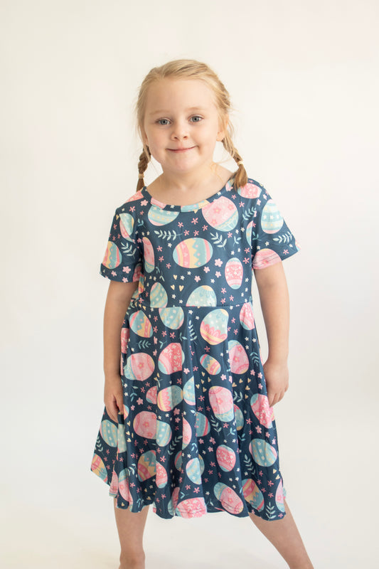 Navy Easter Egg Twirl Dress