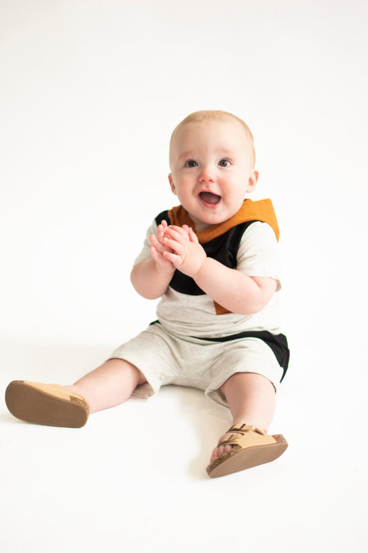 Boys Brown and Black Color Block Set