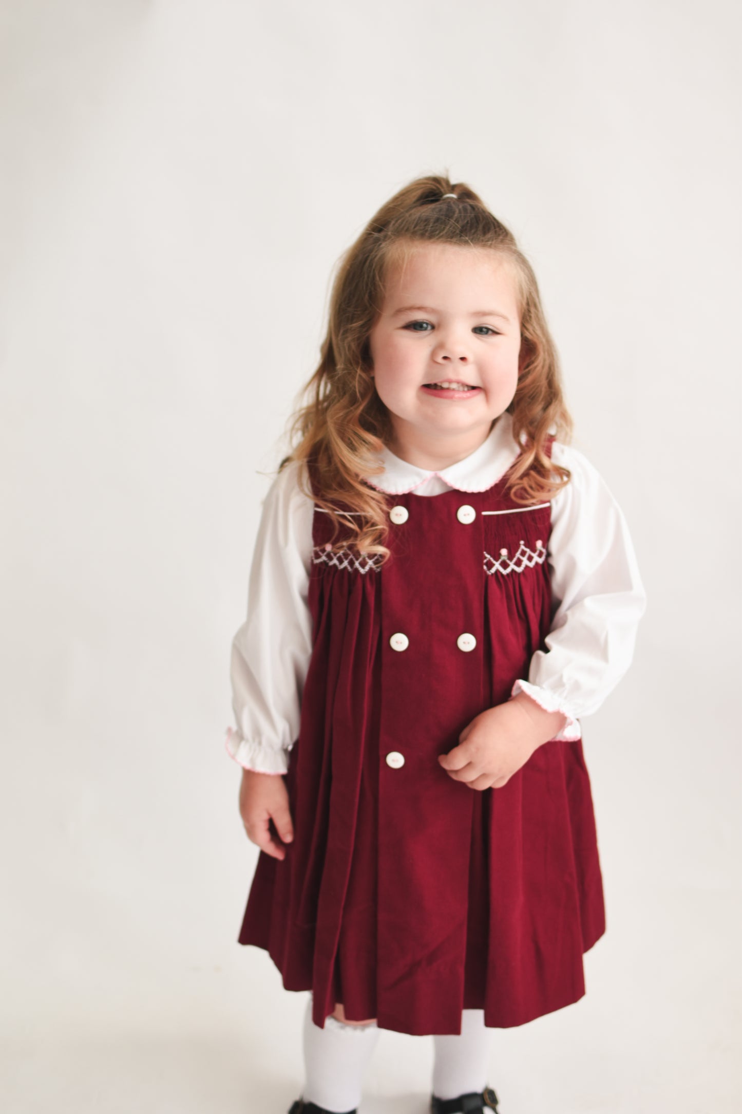 Burgundy Button Front Smock Dress (Petit Ami)