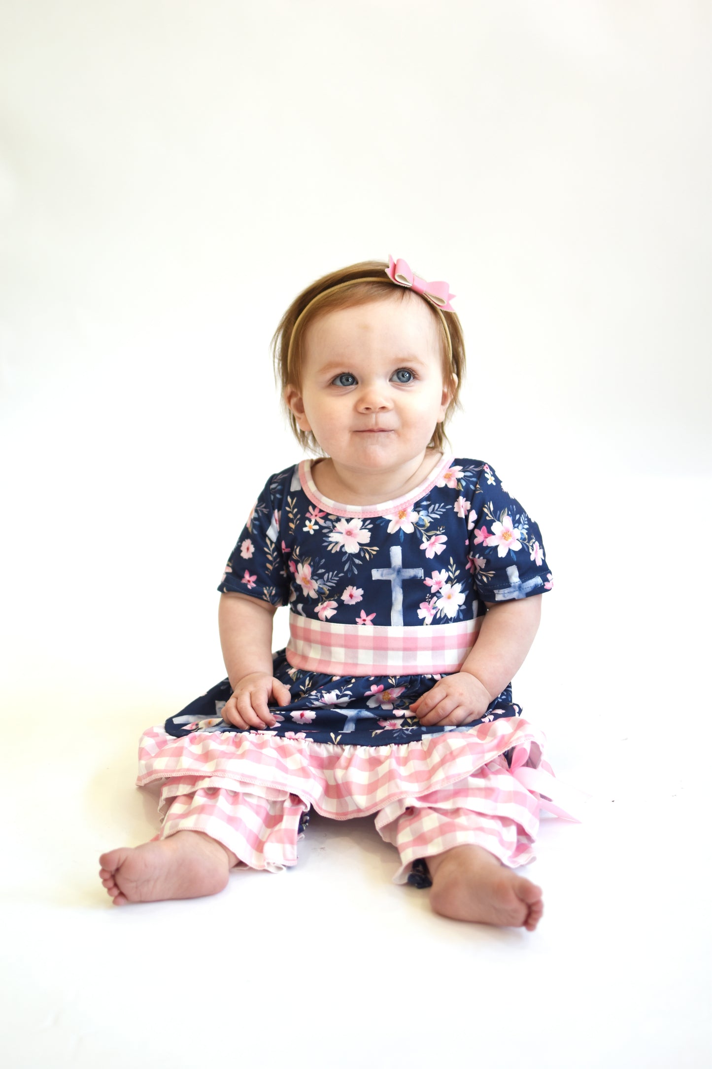 Crosses & Gingham Infant Romper by TwoCan