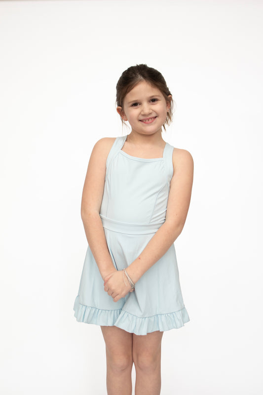 Baby Blue Active Sporty Ruffle Tennis Dress