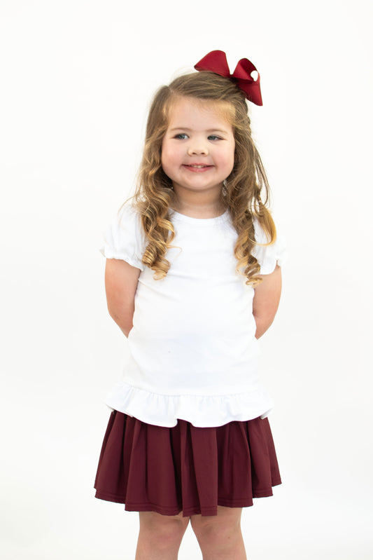 Maroon Pleats active skorts