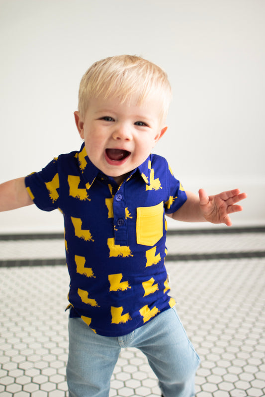 Bamboo Boys Shirt Polo Louisiana Purple & Gold