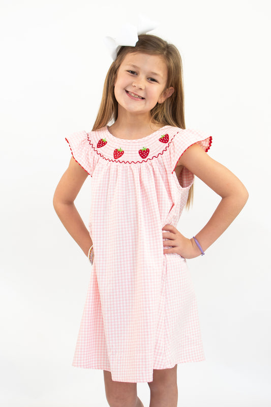 Sweet Strawberry Gingham Dress