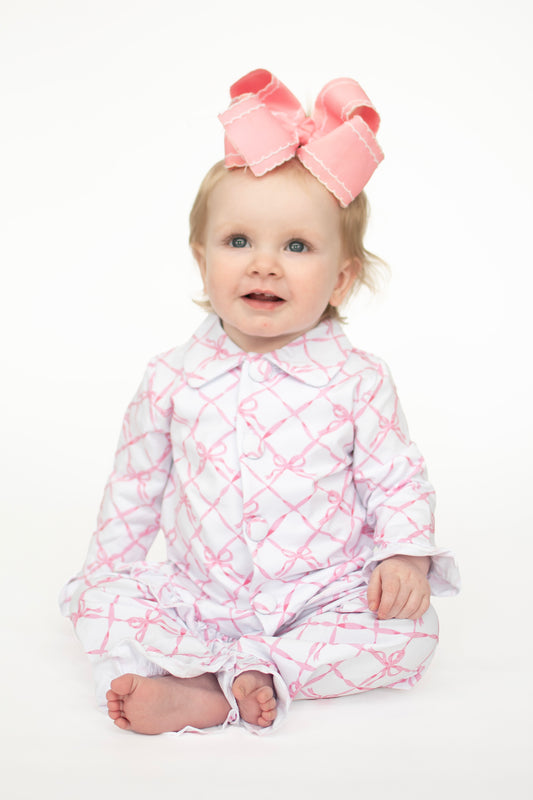 Frilly Bow Ruffle Button Up Dreamwear Set