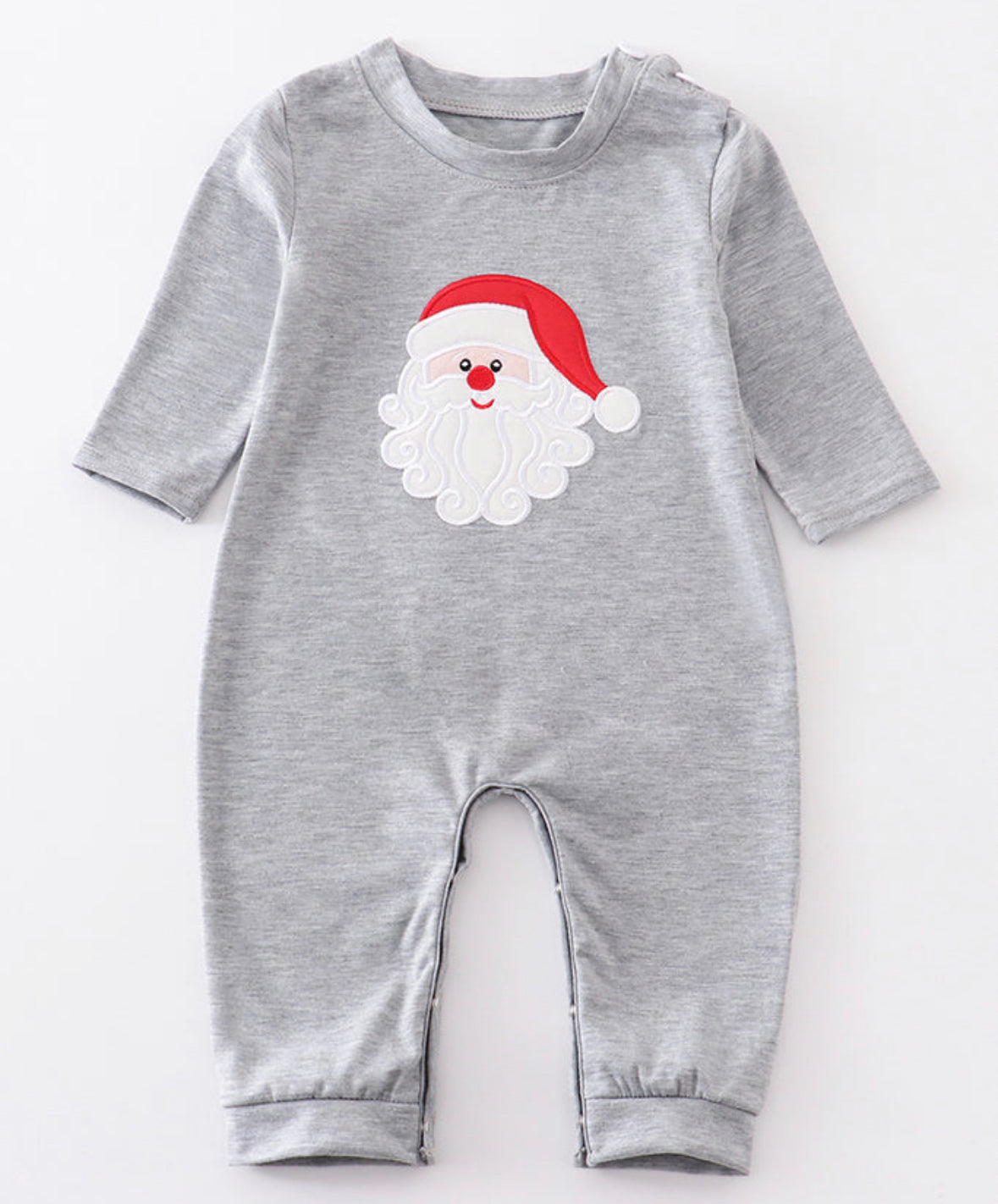 Gray Santa Applique Boy Romper