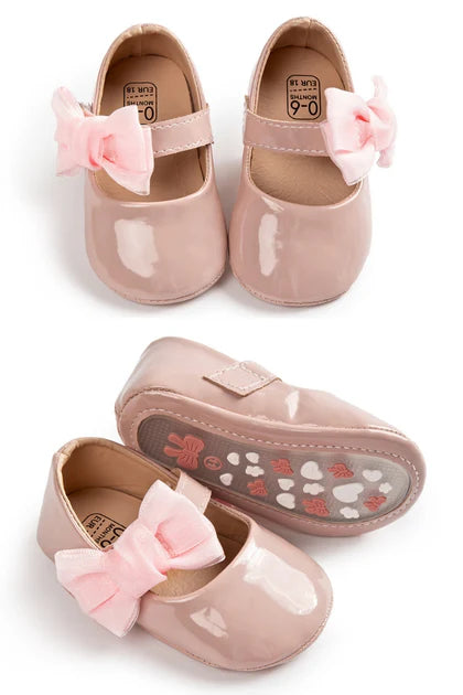 Lt.Pink side bow dressy infant shoes