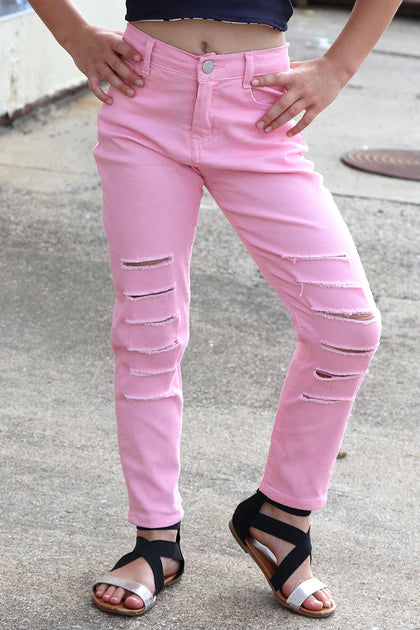 Light Pink Ripped Skinny Jeans