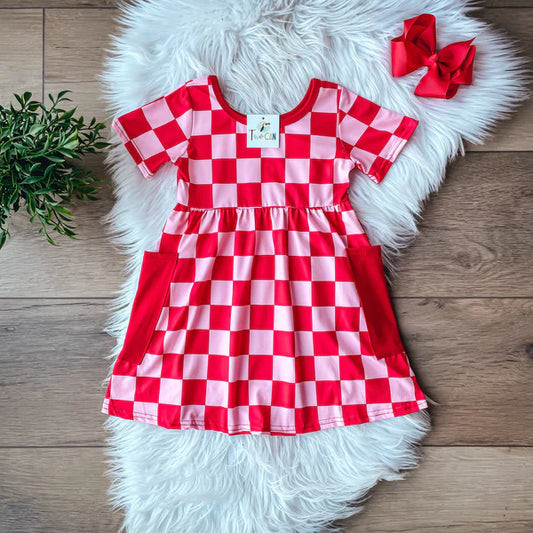 Red Checkered Dress by TwoCan