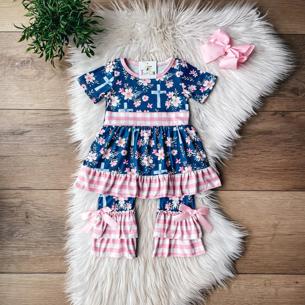 Crosses & Gingham Infant Romper by TwoCan