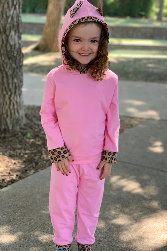 Pink Jogger Set w/Cheetah Trim