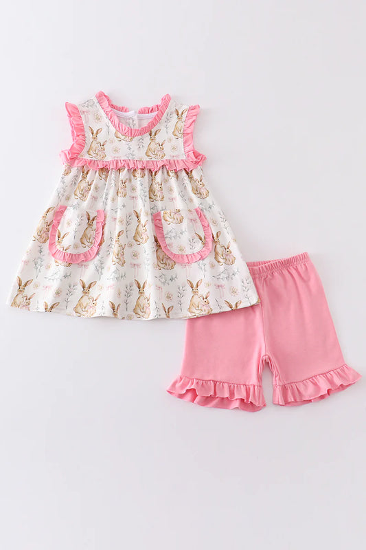 Easter Bunny Print Floral Set