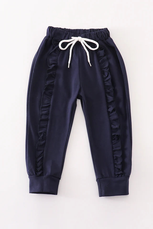 Navy Ruffle Girl Sweatpants