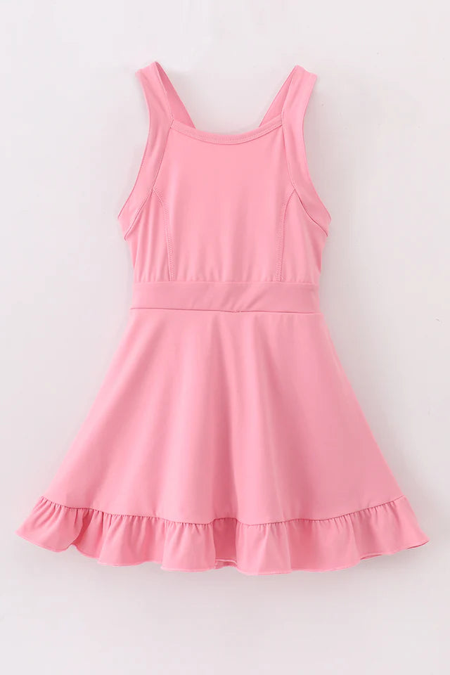 Pink Active Sporty Ruffle Tennis Dress