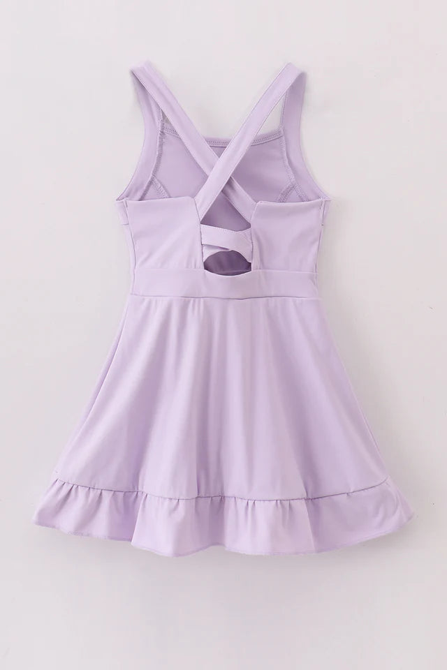 Purple Active Sporty Ruffle Tennis Dress