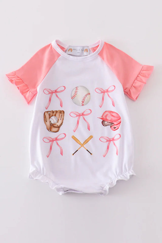 Pink baseball bow tie girl bubble