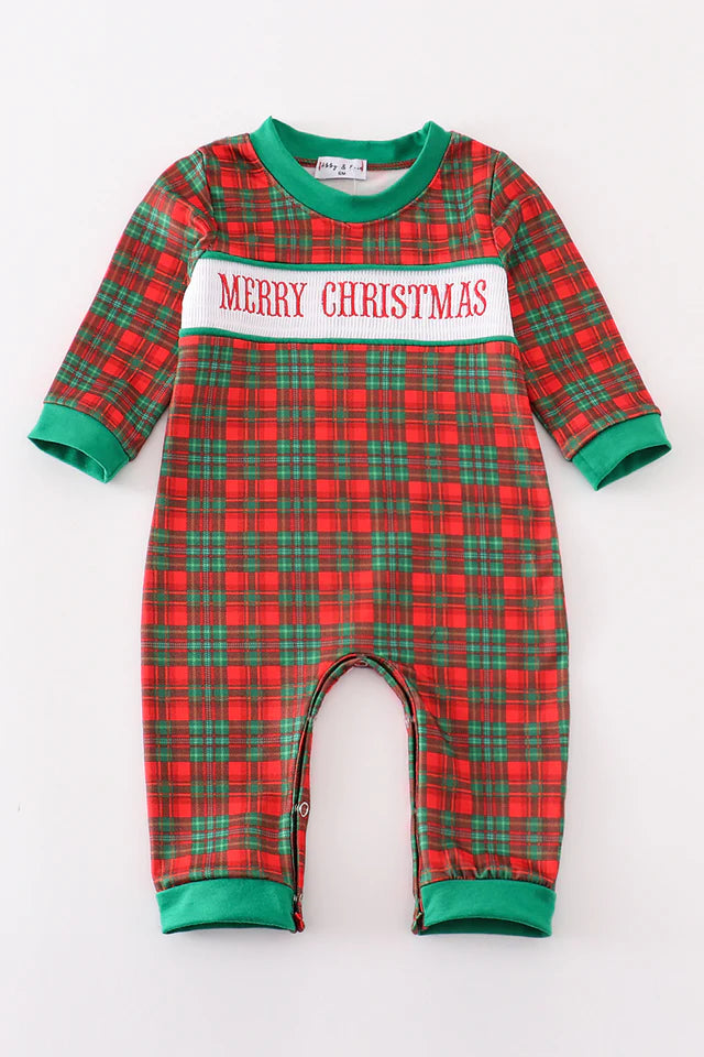 Plaid Merry Christmas Boy Romper