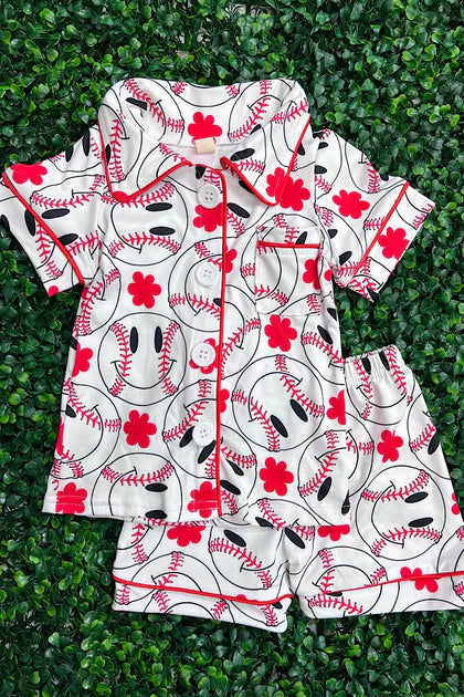 Baseball printed girls pajama set