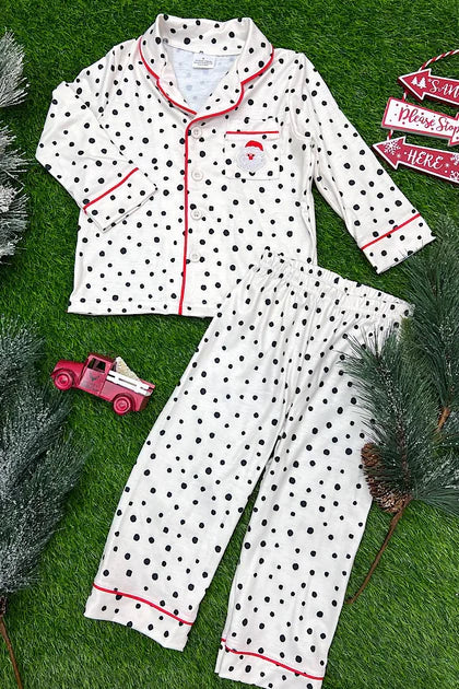 Black & White dot Santa Pajama