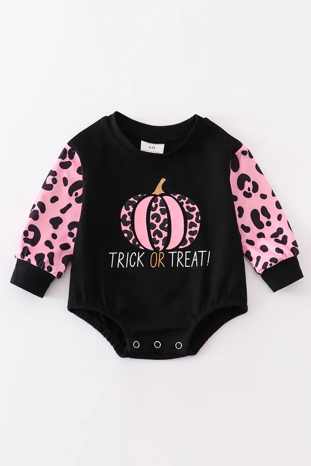 BLACK LEOPARD PUMPKIN ROMPER