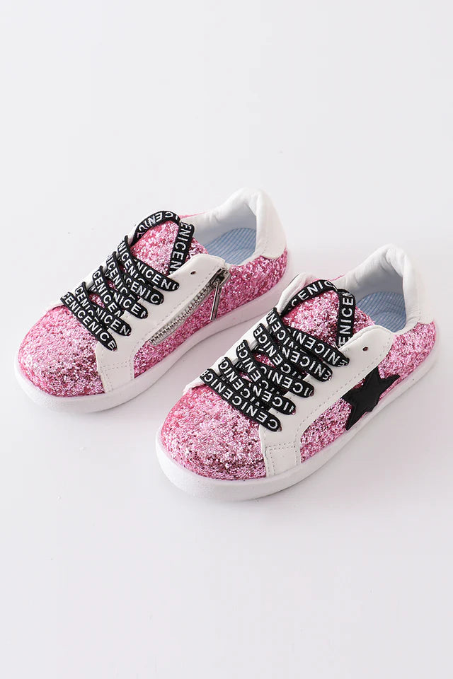 HOT PINK STAR GLITTER SNEAKER (TODDLER TO BIG KIDS)