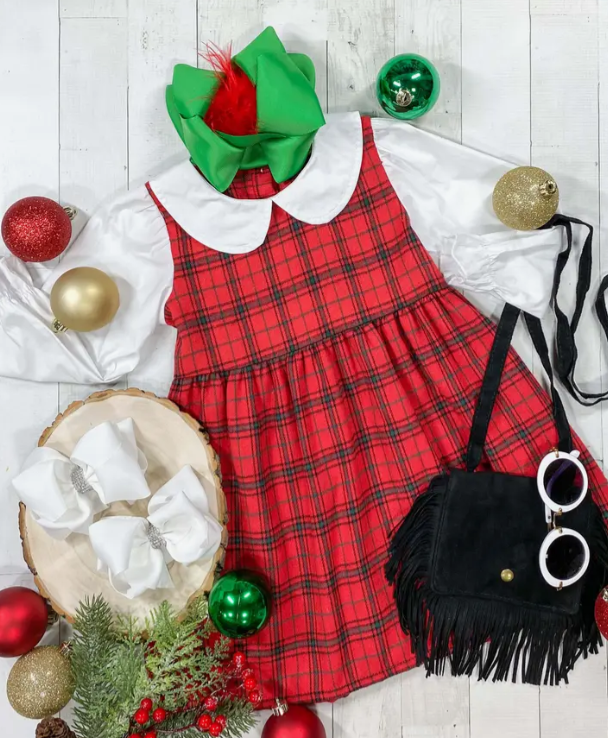 Red Plaid Peter Pan Dress