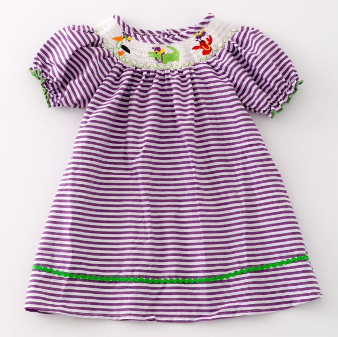 Mardi Gras Smocked Dress