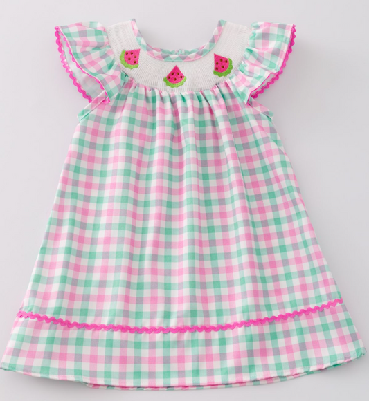 Watermelon Smocked Girl Dress