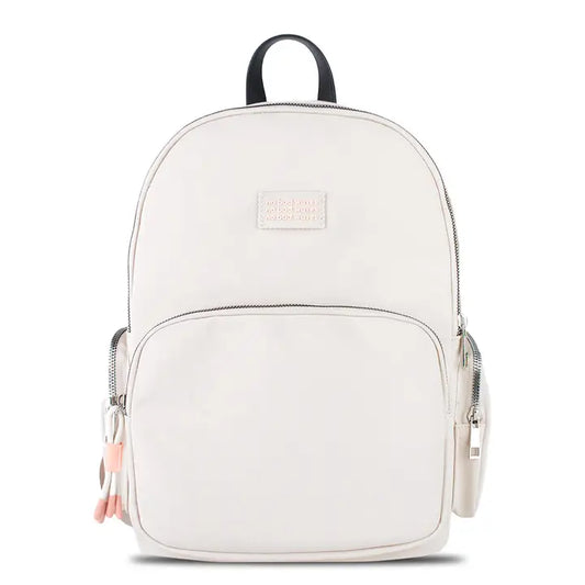 White Big Capacity Backpack with Pockets