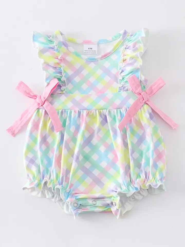 Pastel Plaid Flutter Romper