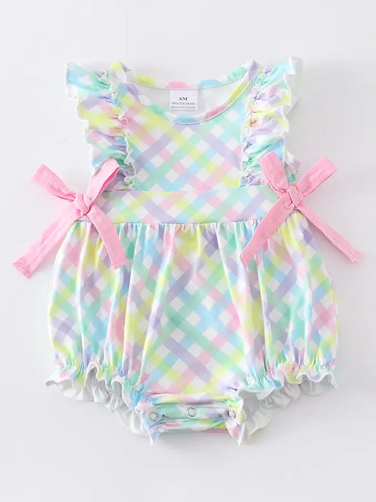 Pastel Plaid Flutter Romper