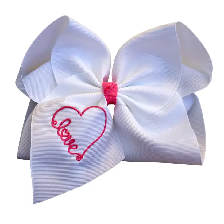 Love Embroidered Hair Bow