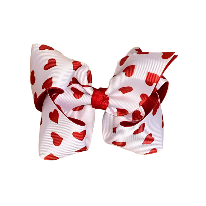 Heart Print 2 Layer Hair Bow