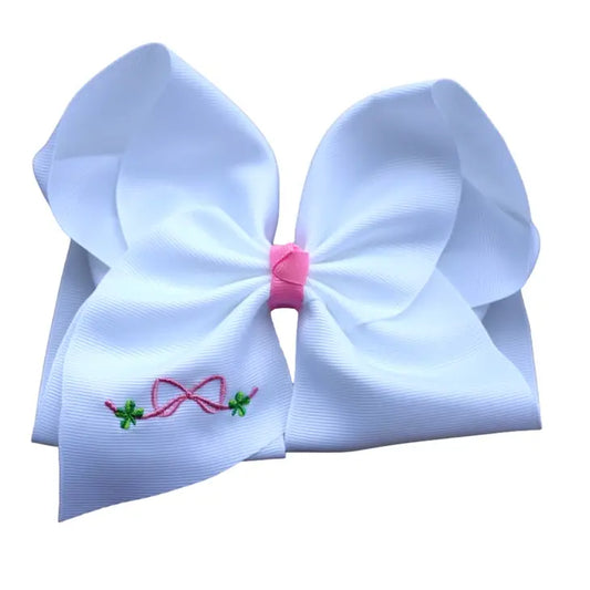 Sweet Clover Embroidered Hair Bow