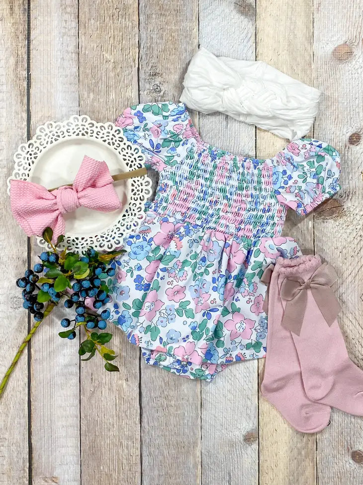 Pink & Lilac Floral Skirted Romper