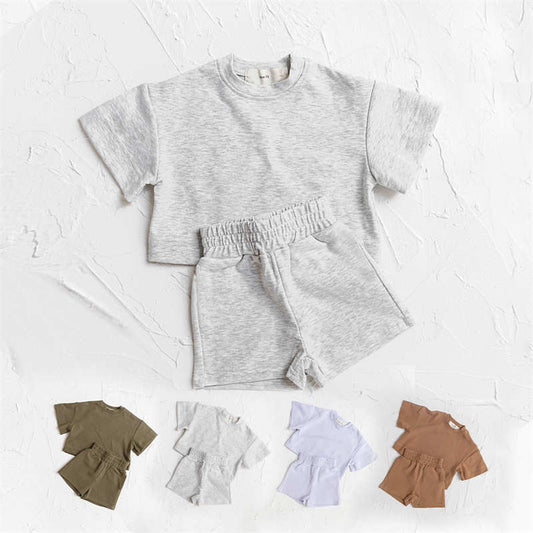Solid Color T-Shirt Two-Piece Set