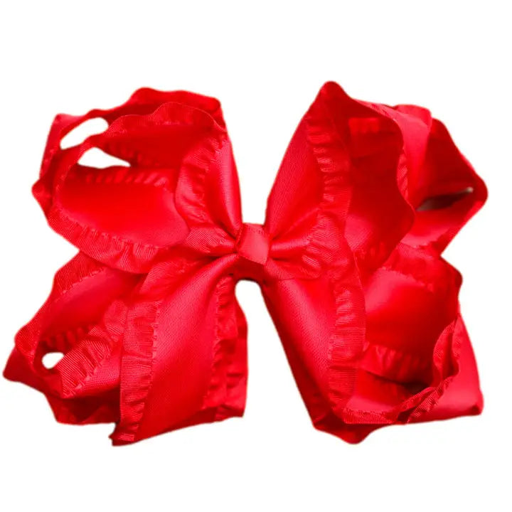 Red Double Ruffle Hair Bow